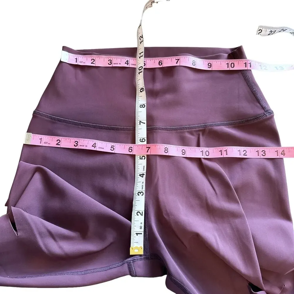 Alo Yoga High Waist Ripped Warrior Straight Long Leggings Plum Purple Small
